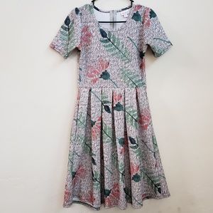 Womens Lularoe Amelia Dress, Gray with Floral